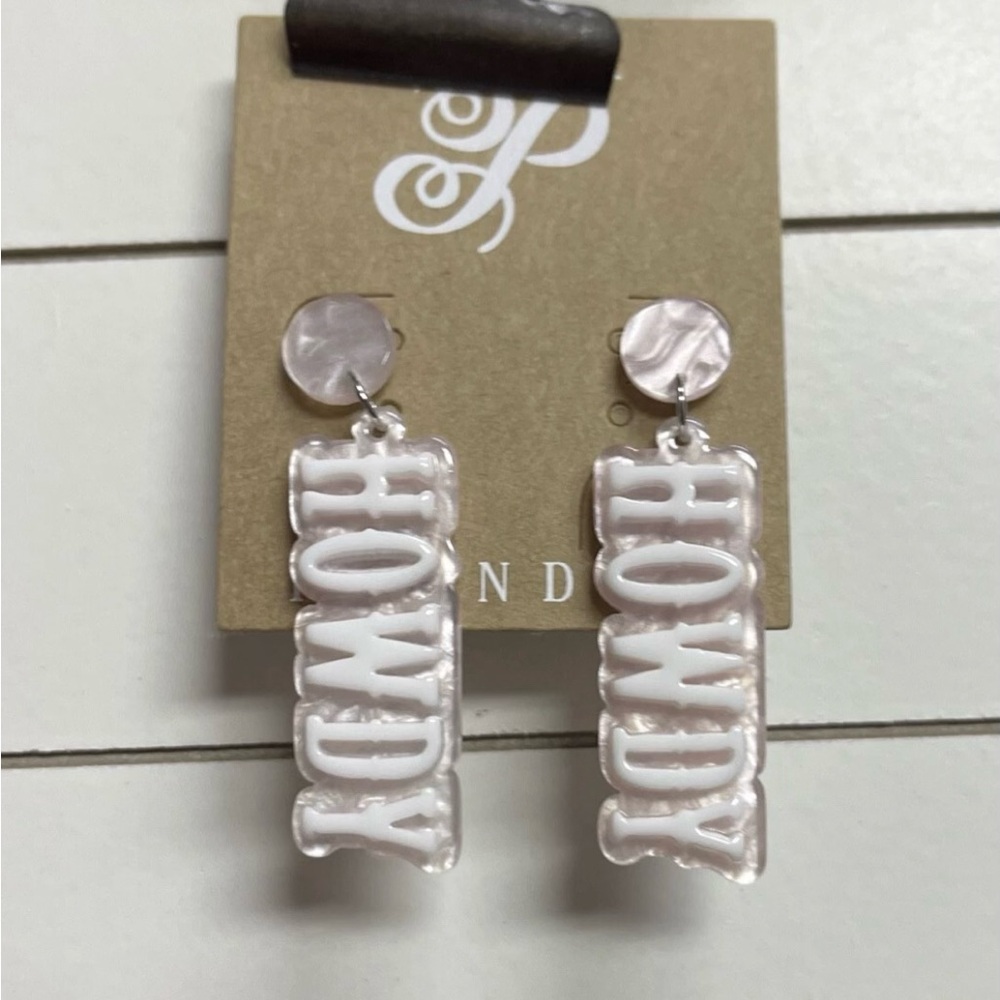 Plunder Design Fashion Jewelry Howdy Pink Acrylic Cowgirl Drop Dangle Earrings
